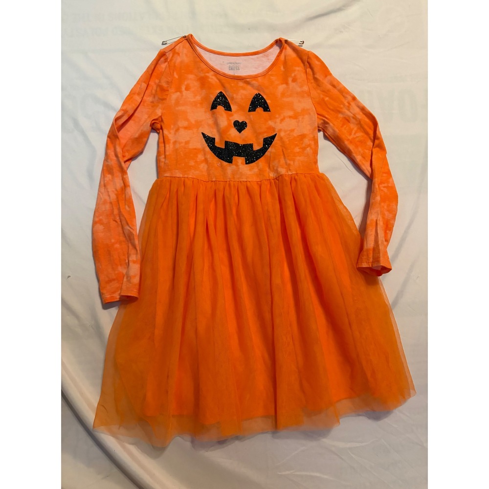 Jumping Beans Girls Orange Halloween Jack-O-Lantern Tulle Tutu Dress Size 8
